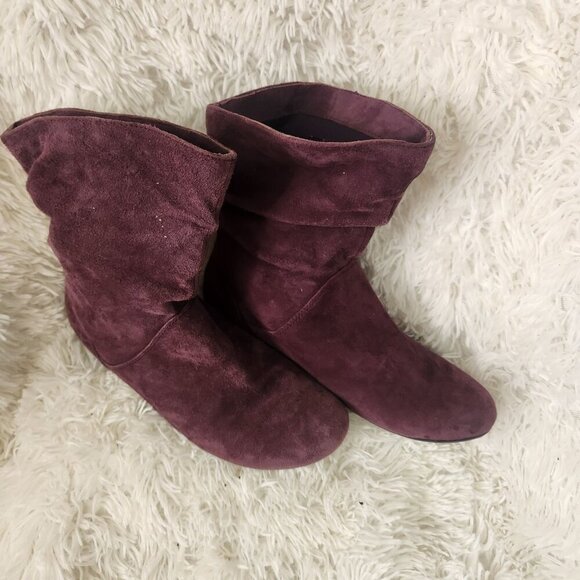 Aldo Womens Purple Suede Ankle Slouch Boots Size 38 EU - Picture 2 of 6